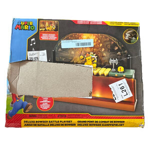 Super Mario Deluxe Bowser Battle Playset Lights Sounds Glowing Lava Toy New
